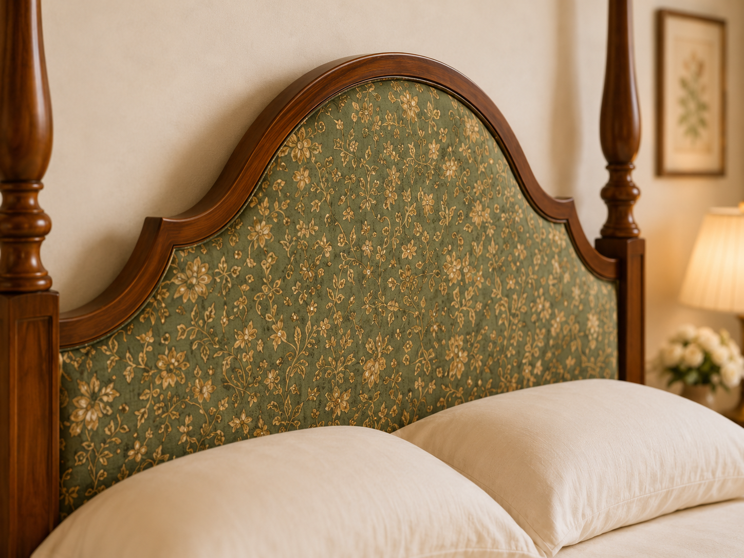 Classic Solid Wood Upholstered Panel Bed