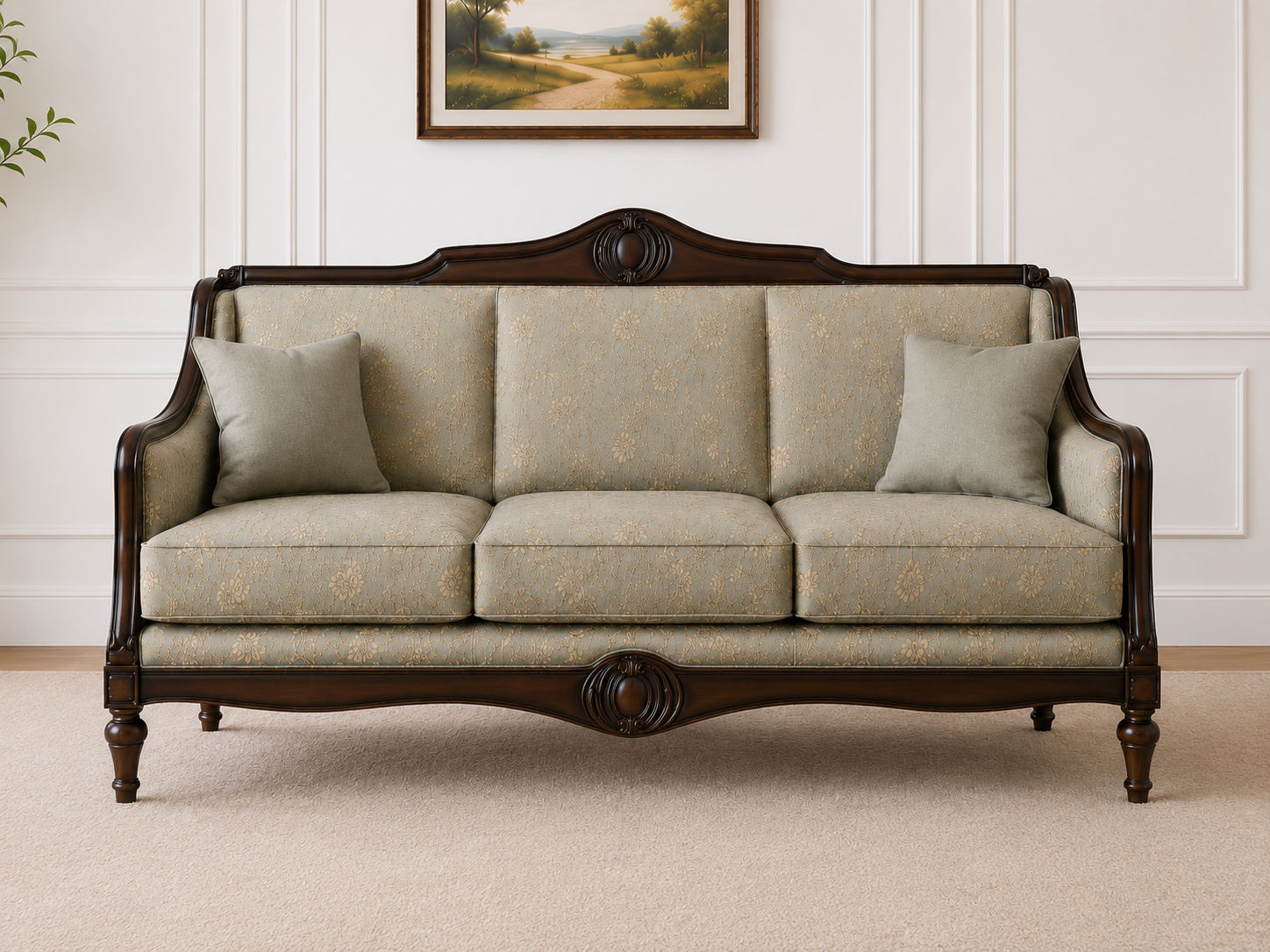 Premium Classic Wooden Living Room Sofa Set (3+1+1)