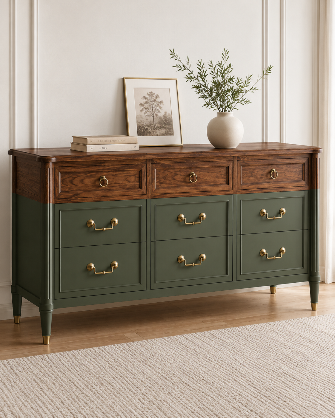 Olive Crest Solid Wood Sideboard