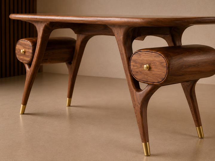 Solid Wood Oval Dining Table with Drawer Chairs