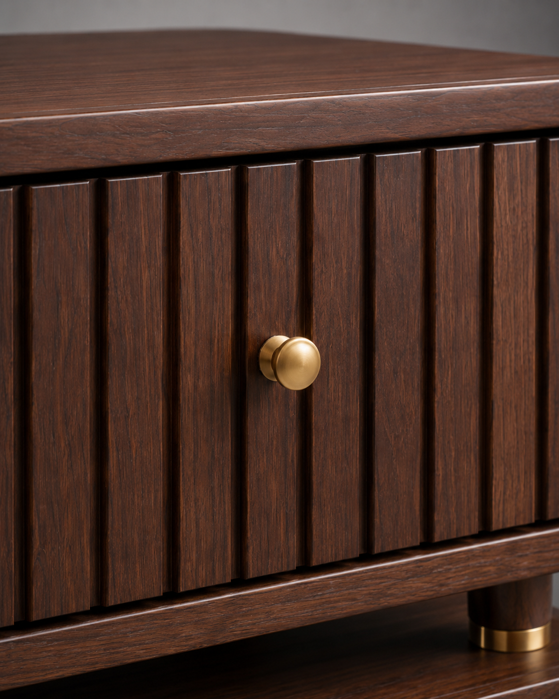 Modern Solid Wood Fluted Bedside Table with 2 Drawers