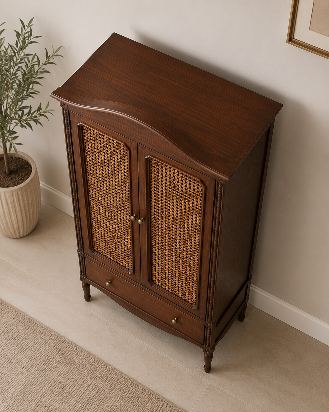 Solid Wood Cane Storage Cabinet