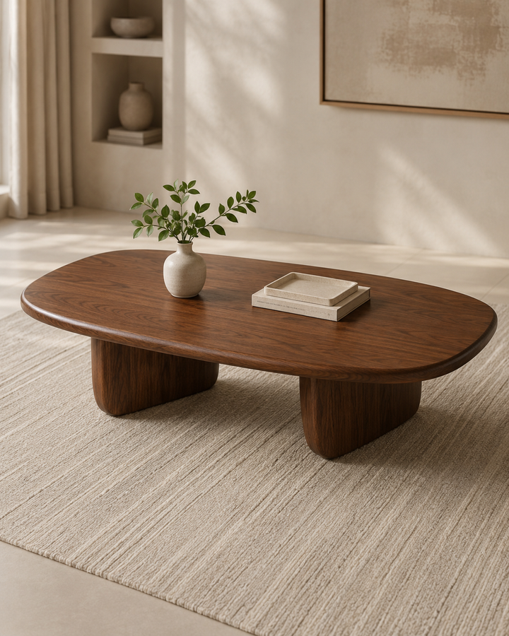 Elara Sculpted Solid Wood Coffee Table