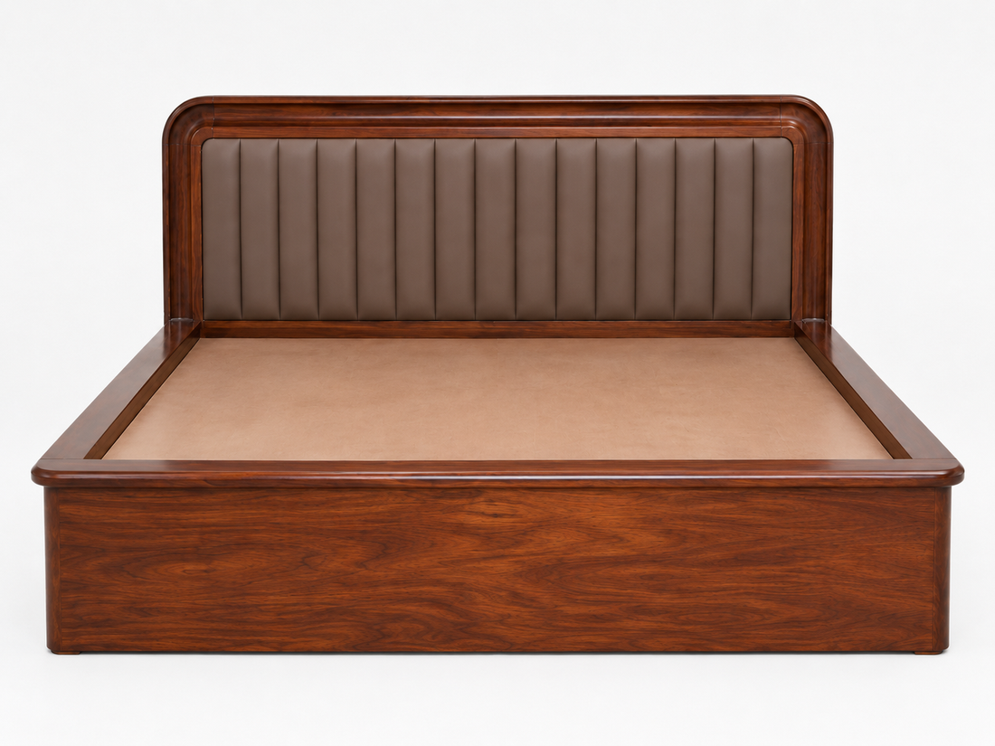 Contemporary Solid Wood Upholstered Panel Bed