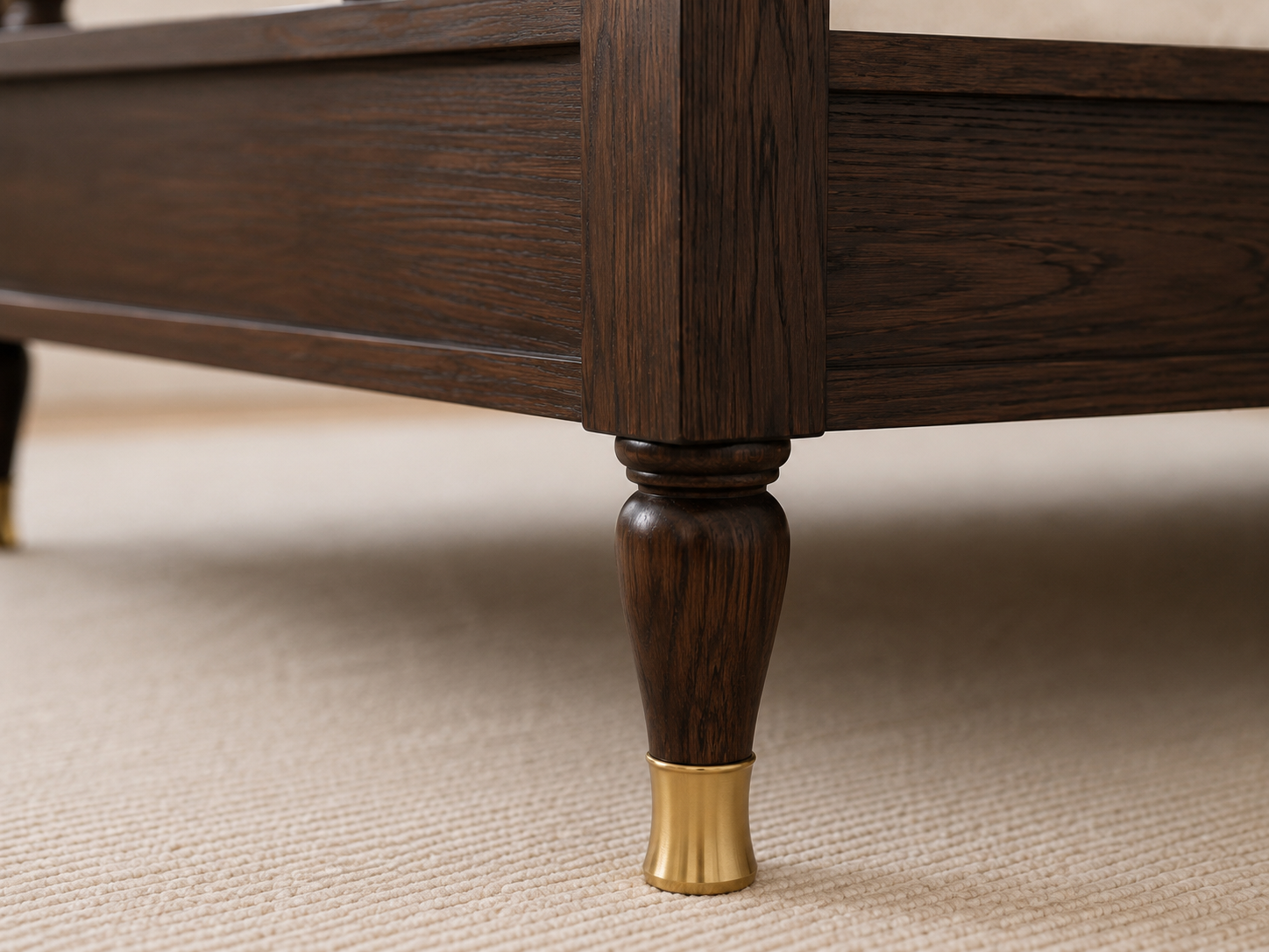 Classic Solid Wood Single Bed with Turned Spindle Headboard