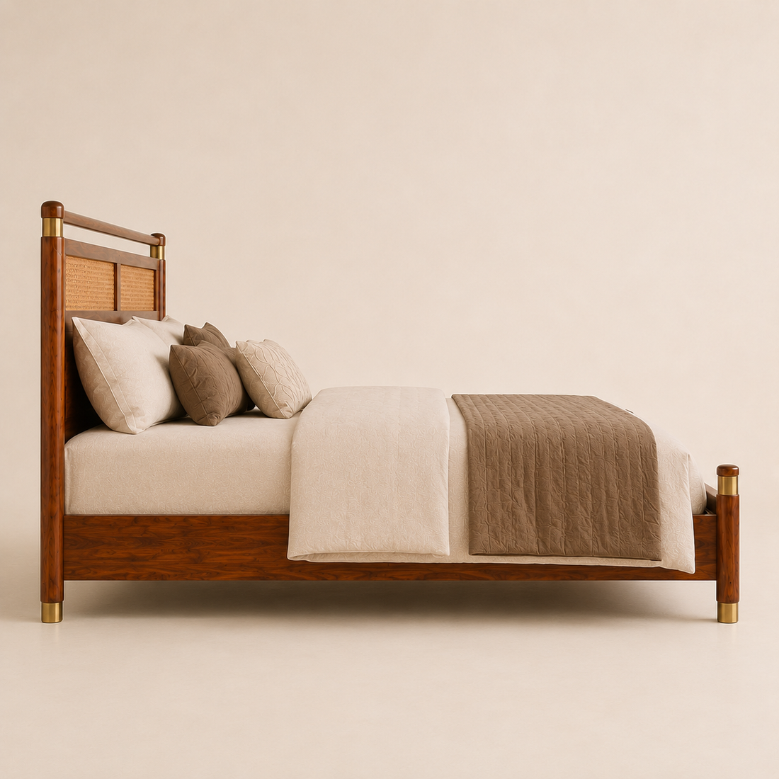 Walnut Cane Accent Bed