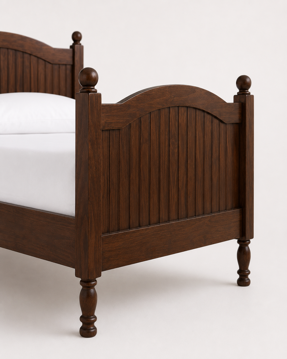 Classic Solid Wood Single Bed with Arched Panel Headboard