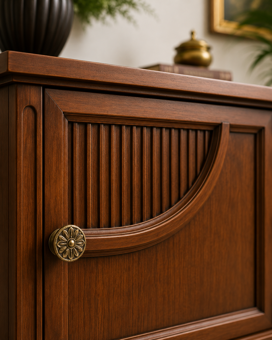 Classic Solid Wood Bedside Table with Designer Door