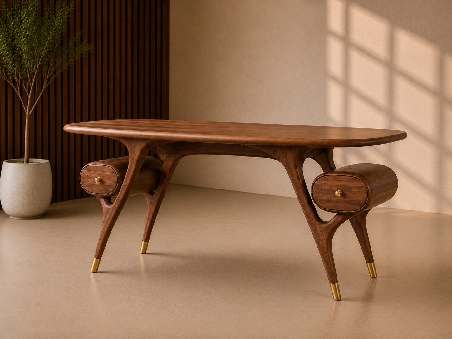 Solid Wood Oval Dining Table with Drawer Chairs