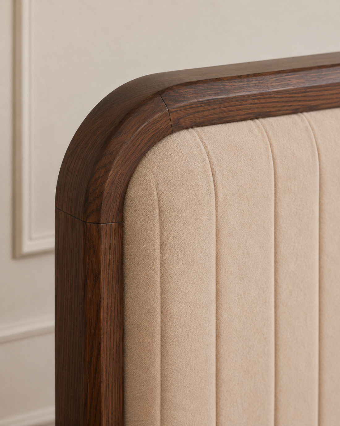Contemporary Solid Wood Upholstered Panel Bed