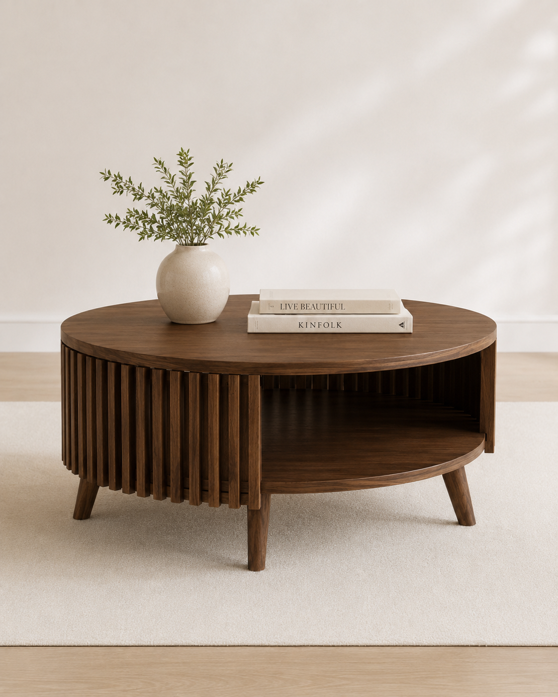 Luna Fluted Solid Wood Coffee Table