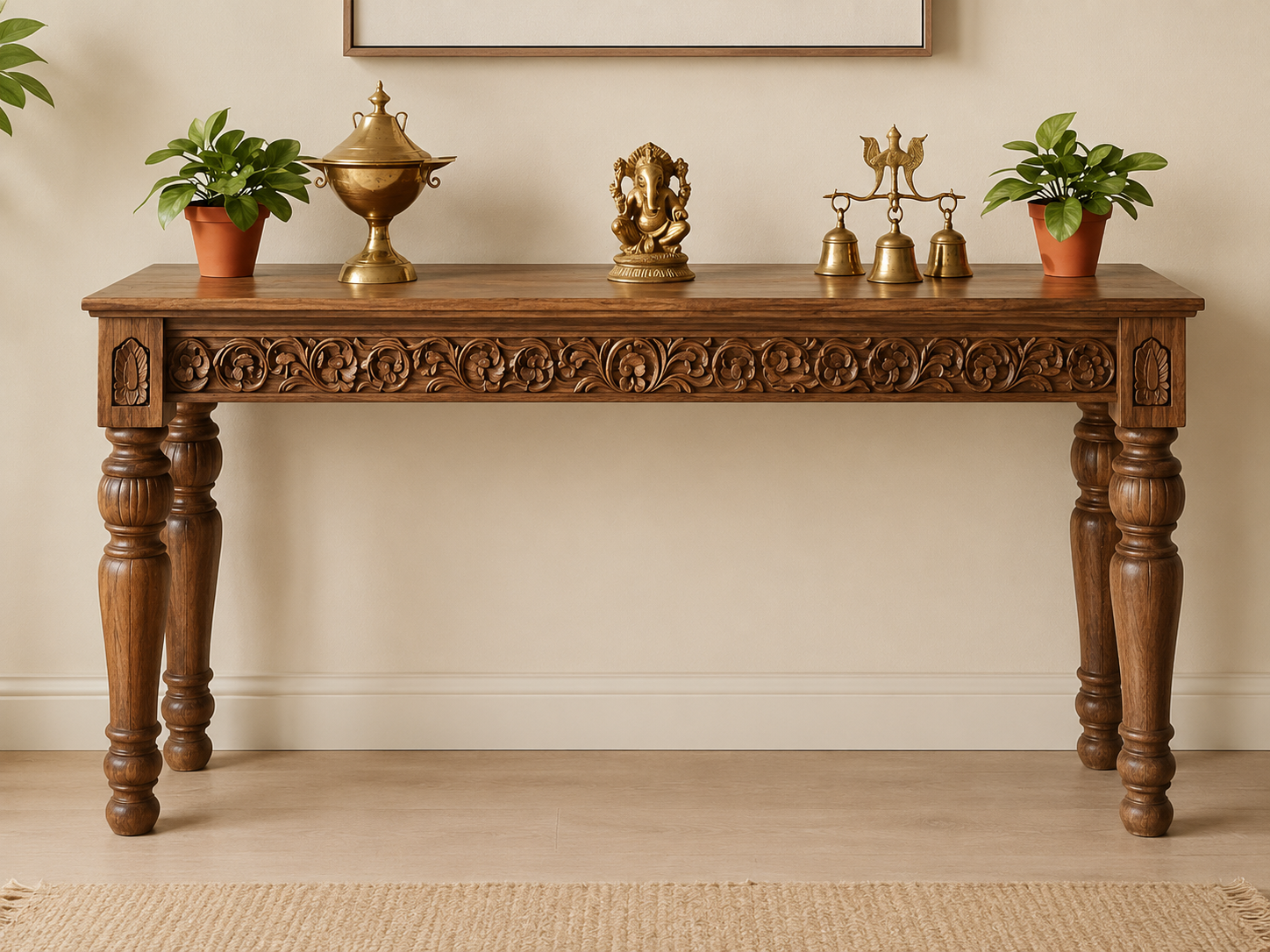 Aarunya Hand-Carved Solid Wood Console Table