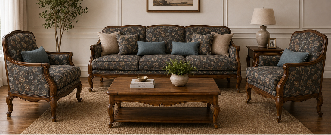 Classic Luxury Wooden Living Room Sofa Set (3+1+1)