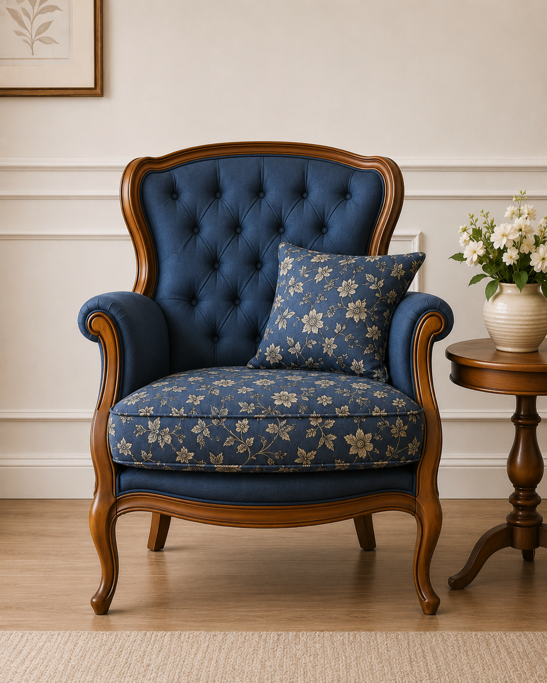 Classic Tufted Blue Lounge Chair