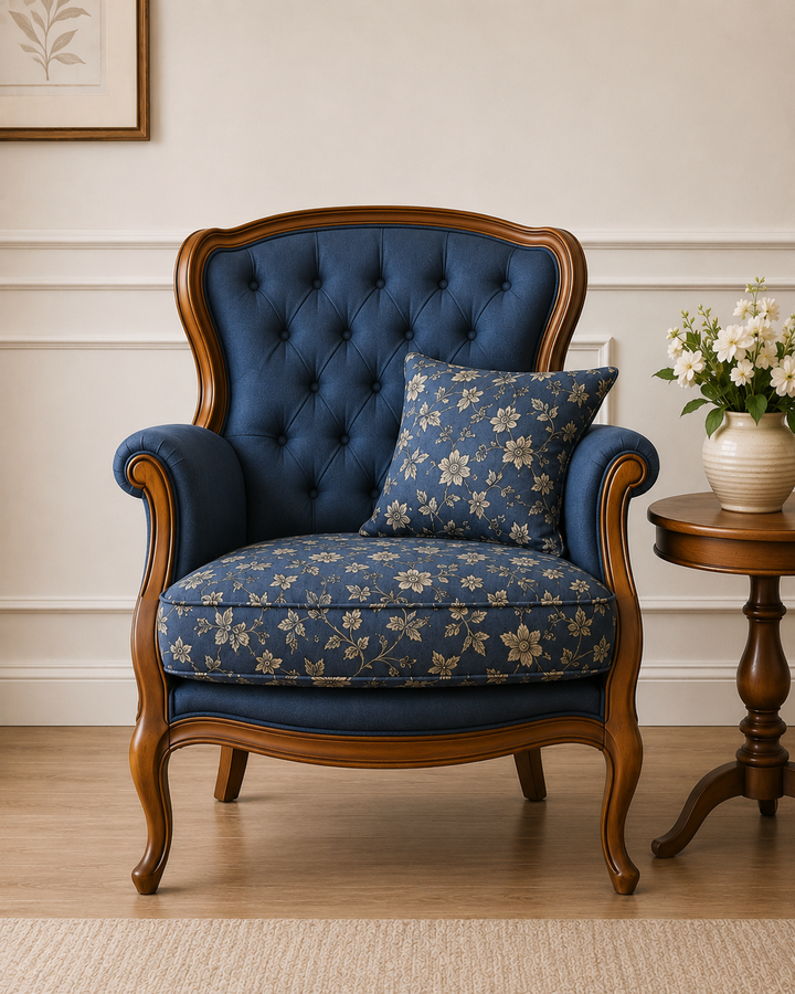 Classic Tufted Blue Lounge Chair