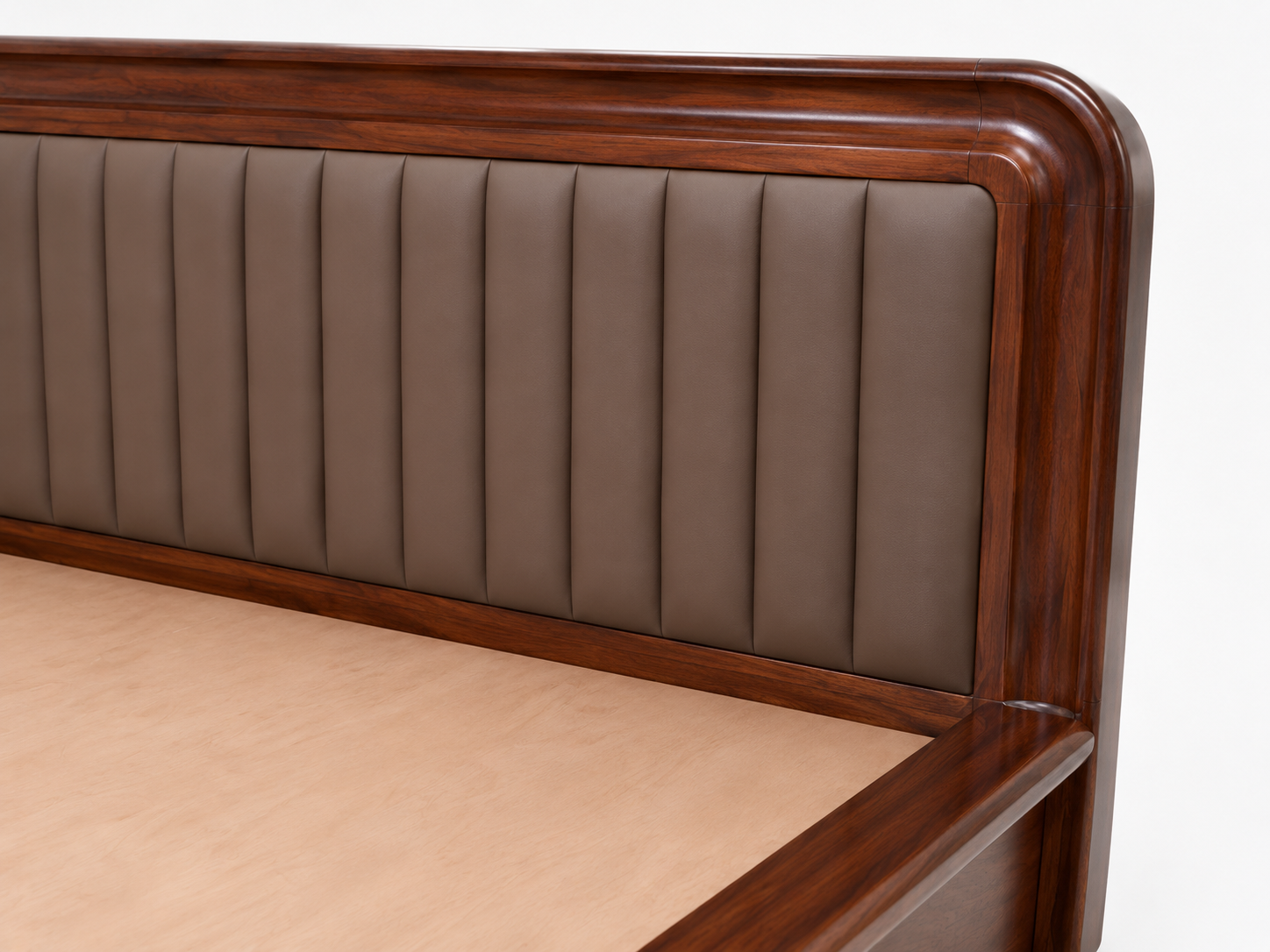 Contemporary Solid Wood Upholstered Panel Bed