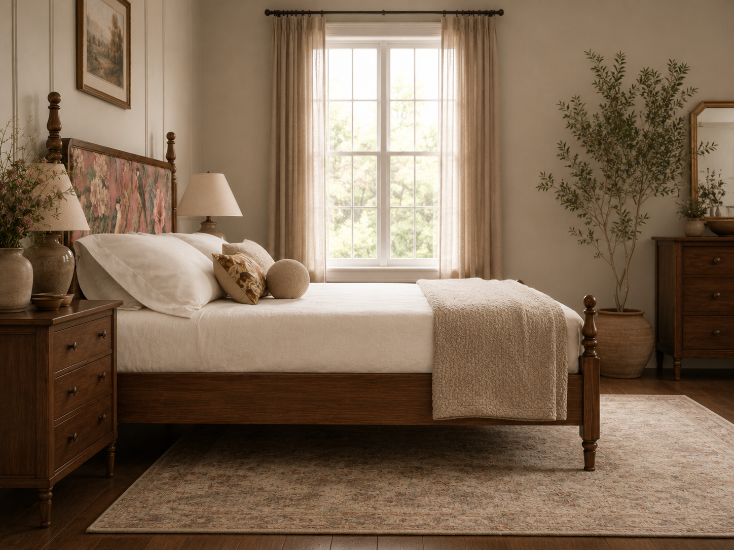 Heritage Upholstered Solid Wood Bed