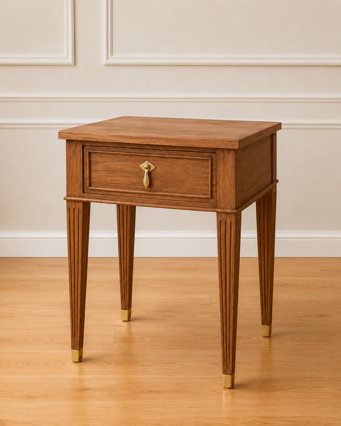Solid Wood Classic Bedside Table with Drawer