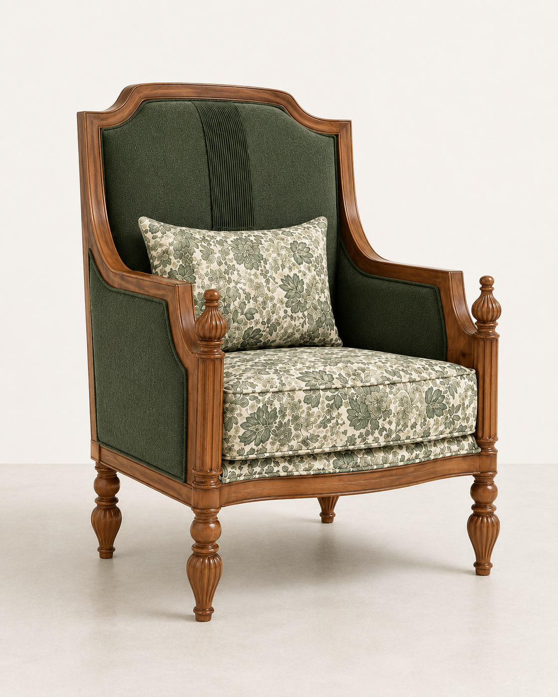 Traditional Floral Upholstered Accent Lounge Chair