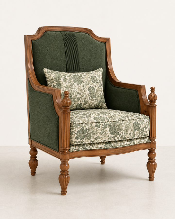 Traditional Floral Upholstered Accent Lounge Chair