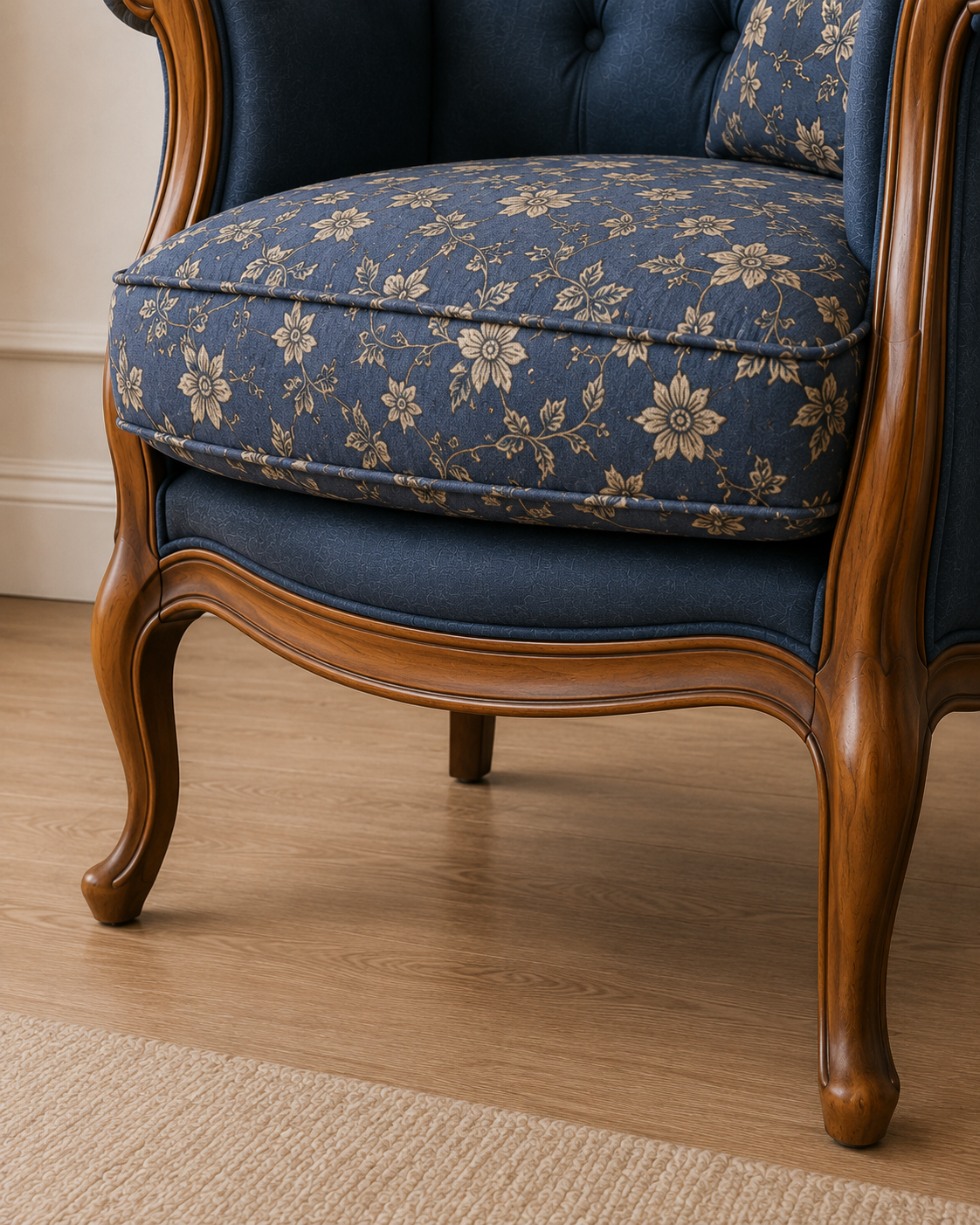 Classic Tufted Blue Lounge Chair