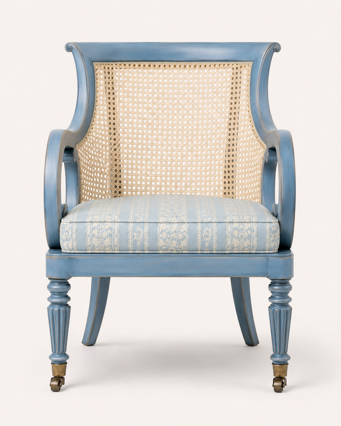 Classic Cane Back Lounge Chair with Scroll Arms