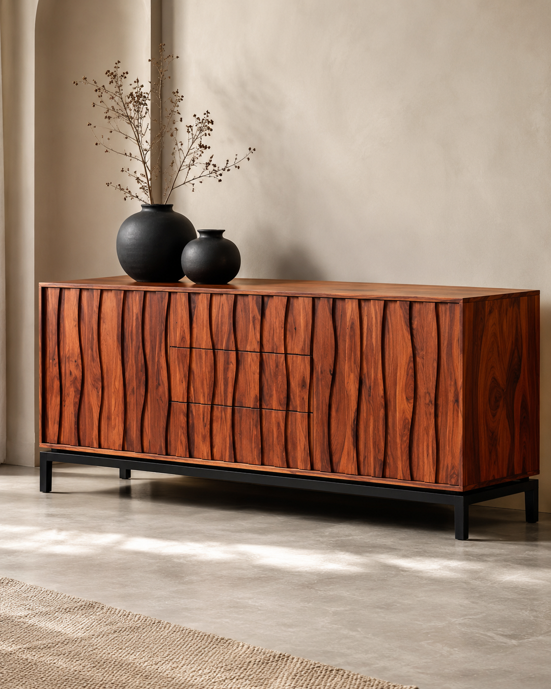 Verona Fluted Solid Wood Sideboard