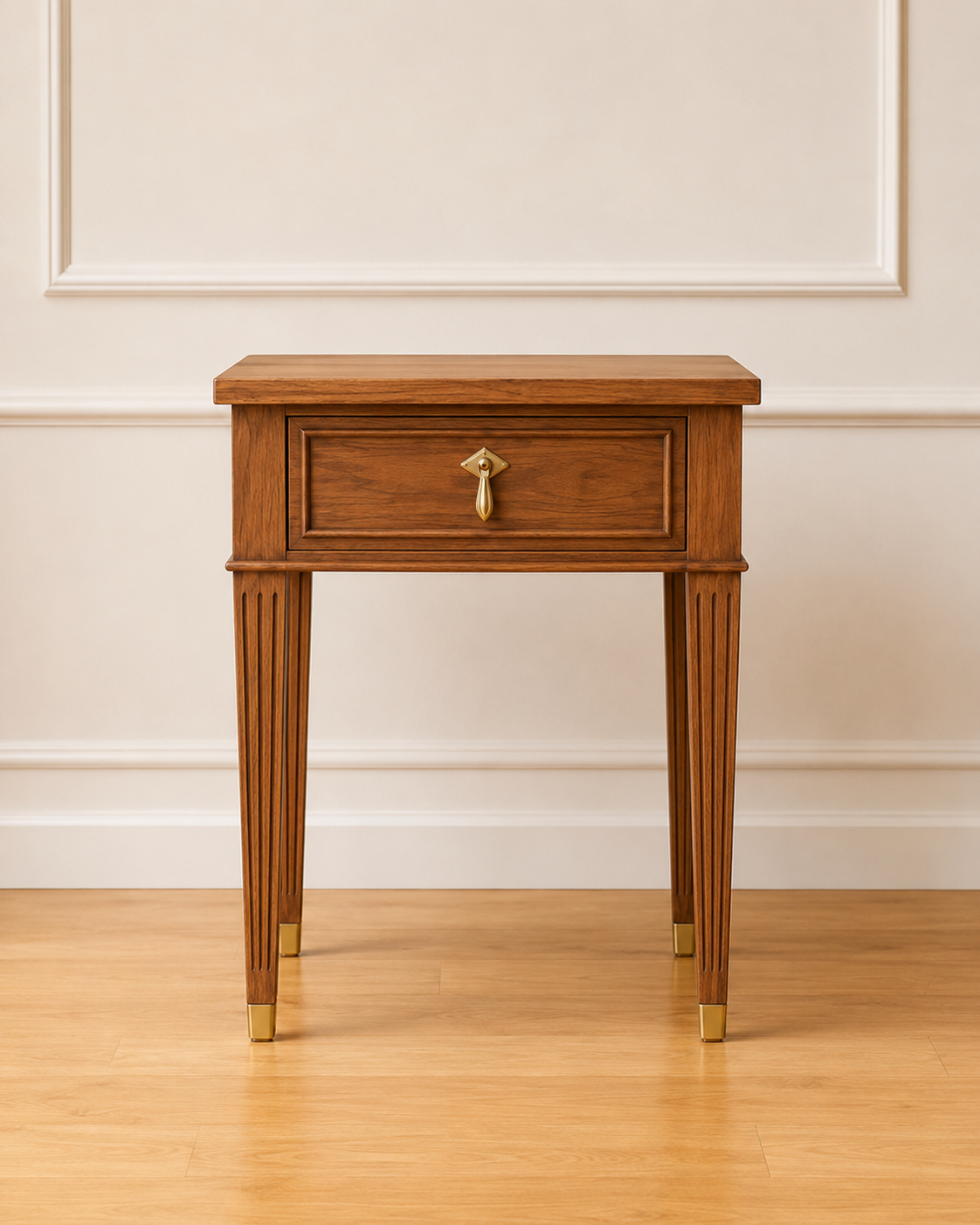 Solid Wood Classic Bedside Table with Drawer