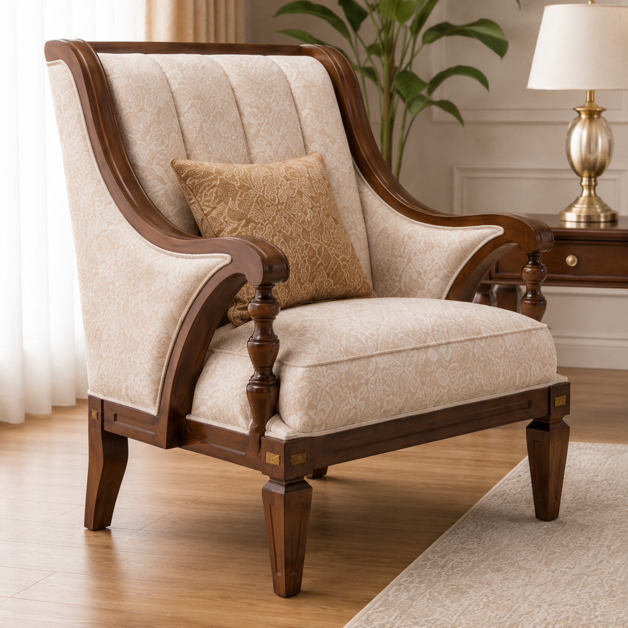 Luxury Classic Wooden Living Room Sofa Set (3+1+1)