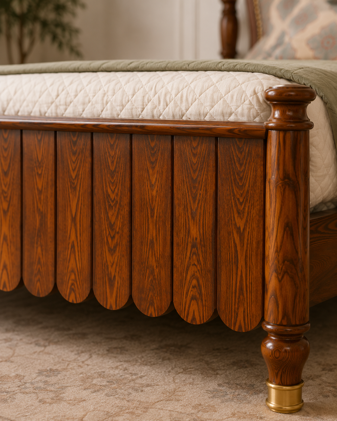 Heritage Carved Upholstered Solid Wood Bed