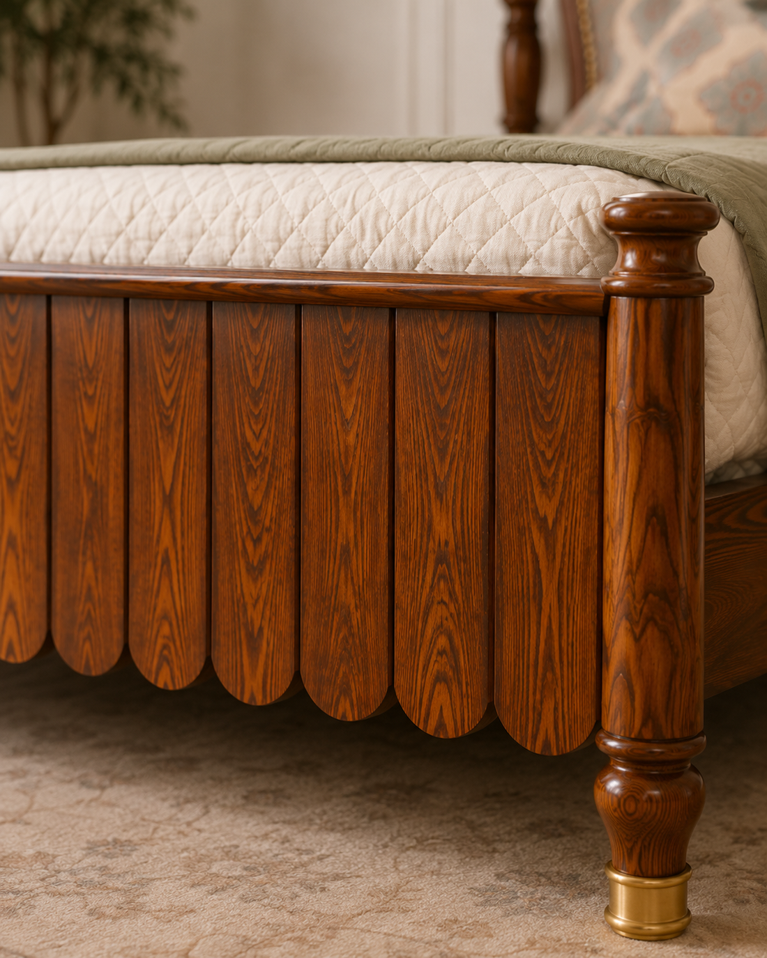 Heritage Carved Upholstered Solid Wood Bed