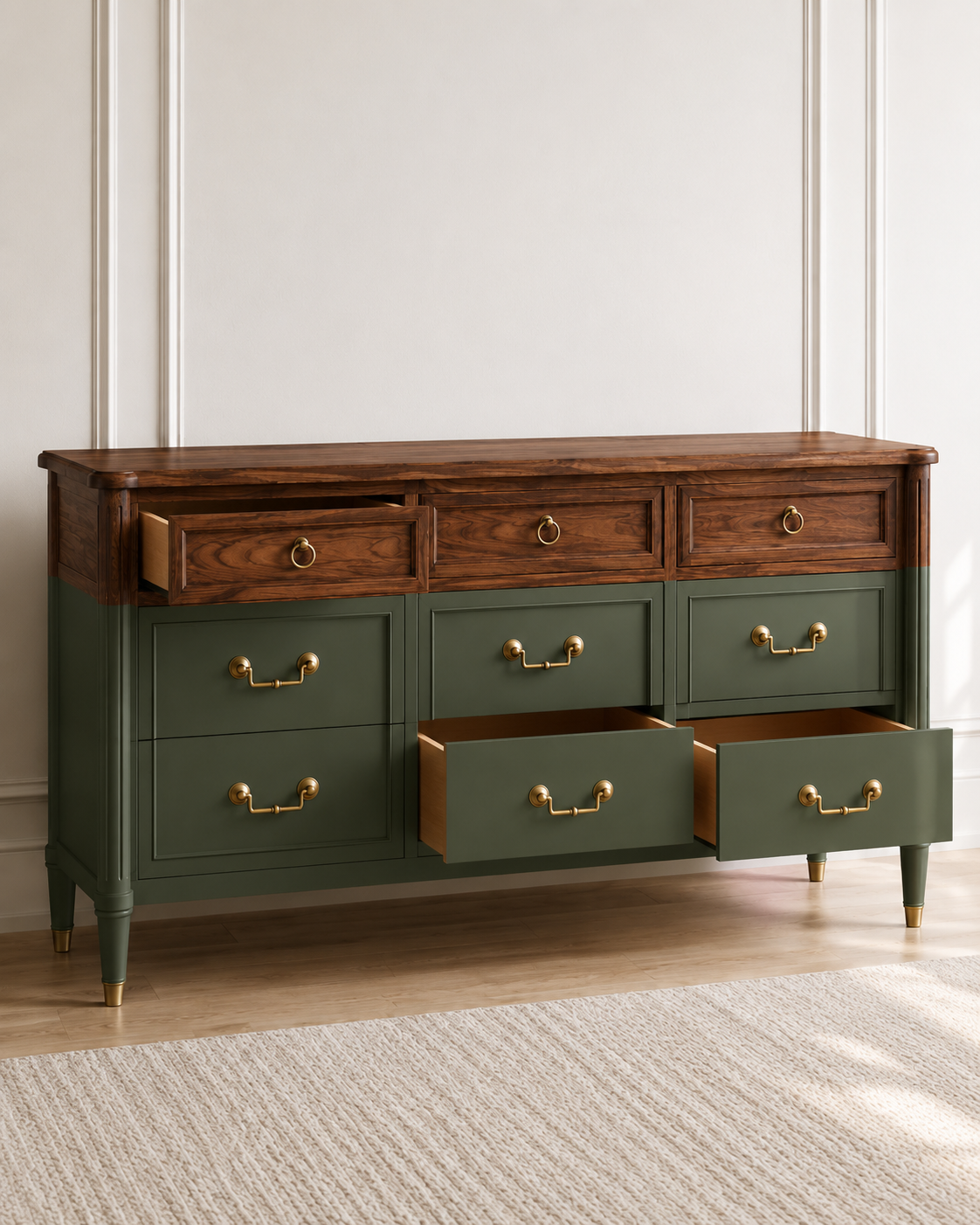 Olive Crest Solid Wood Sideboard