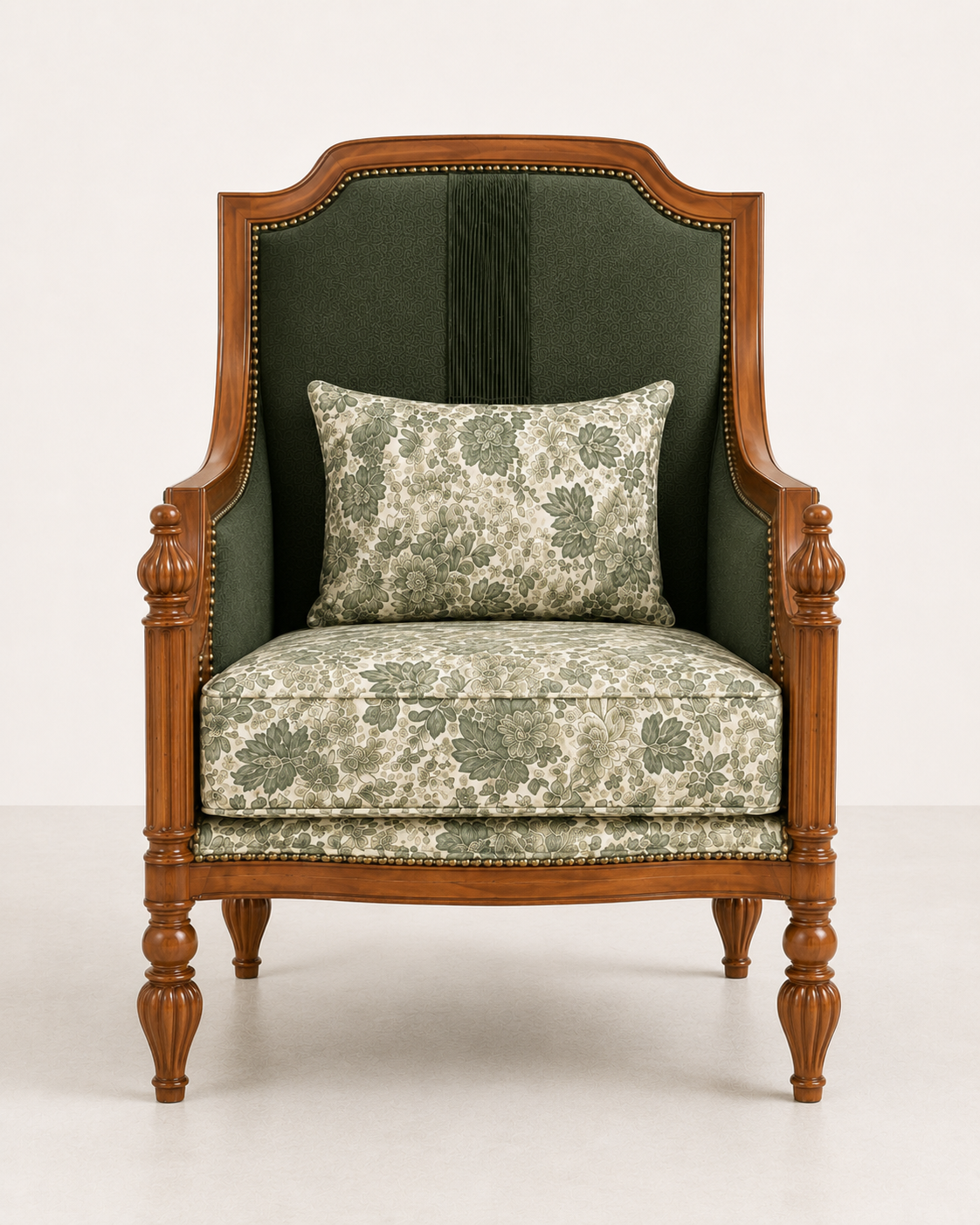 Traditional Floral Upholstered Accent Lounge Chair