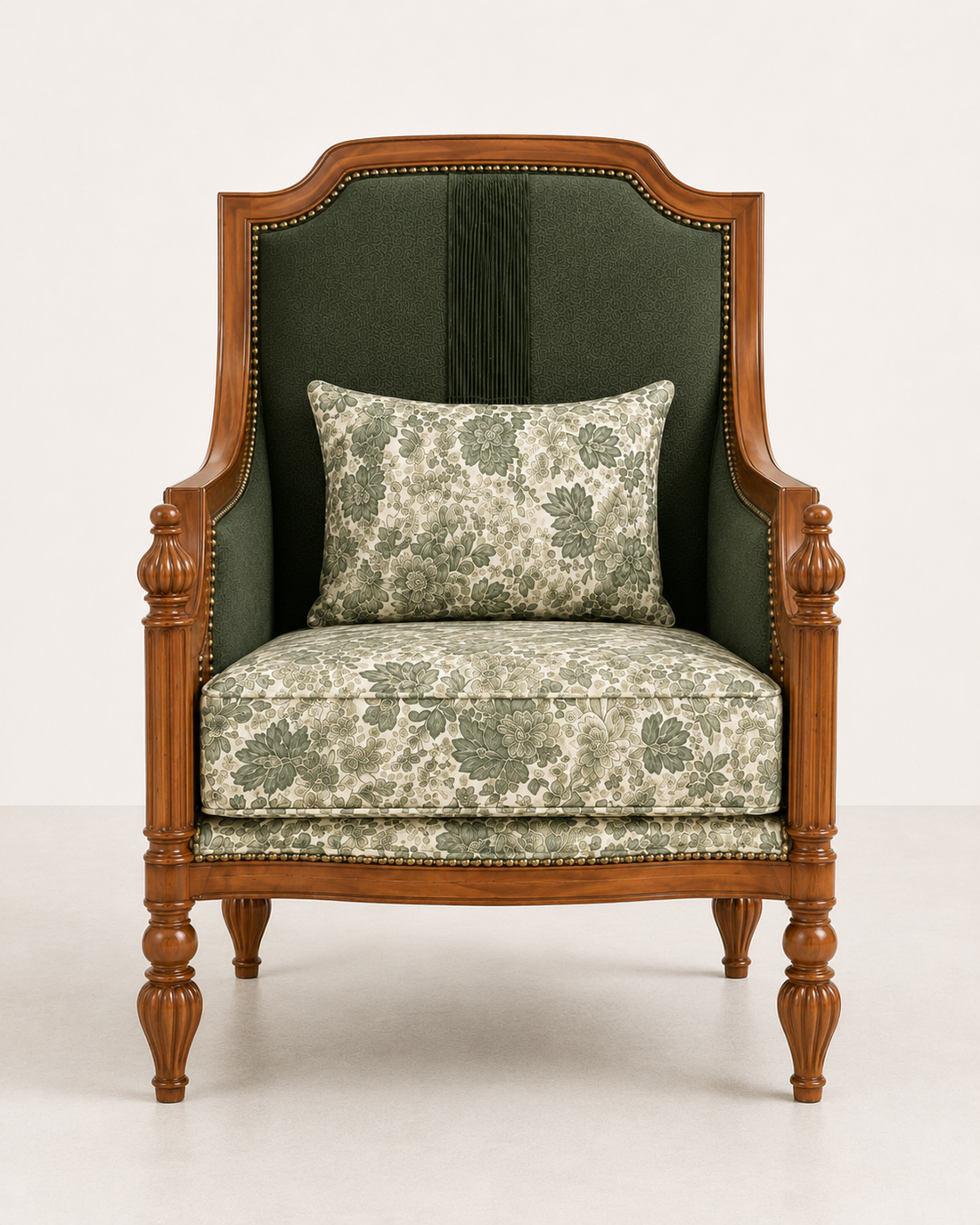 Traditional Floral Upholstered Accent Lounge Chair