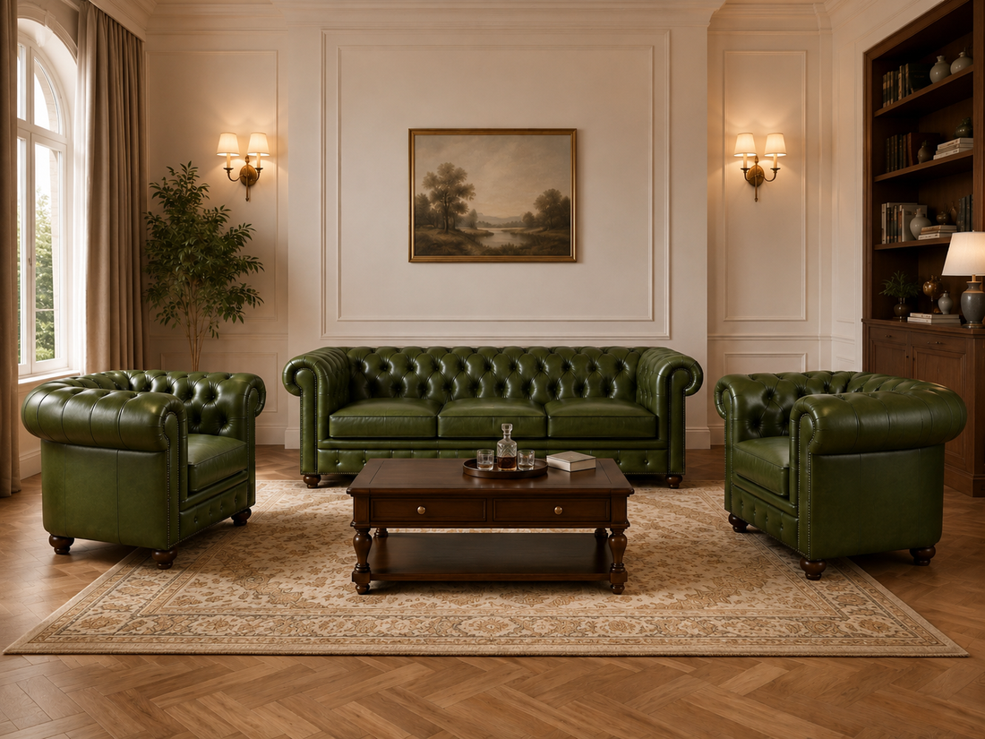 Luxury Chesterfield Leather Sofa Set (3+1+1)