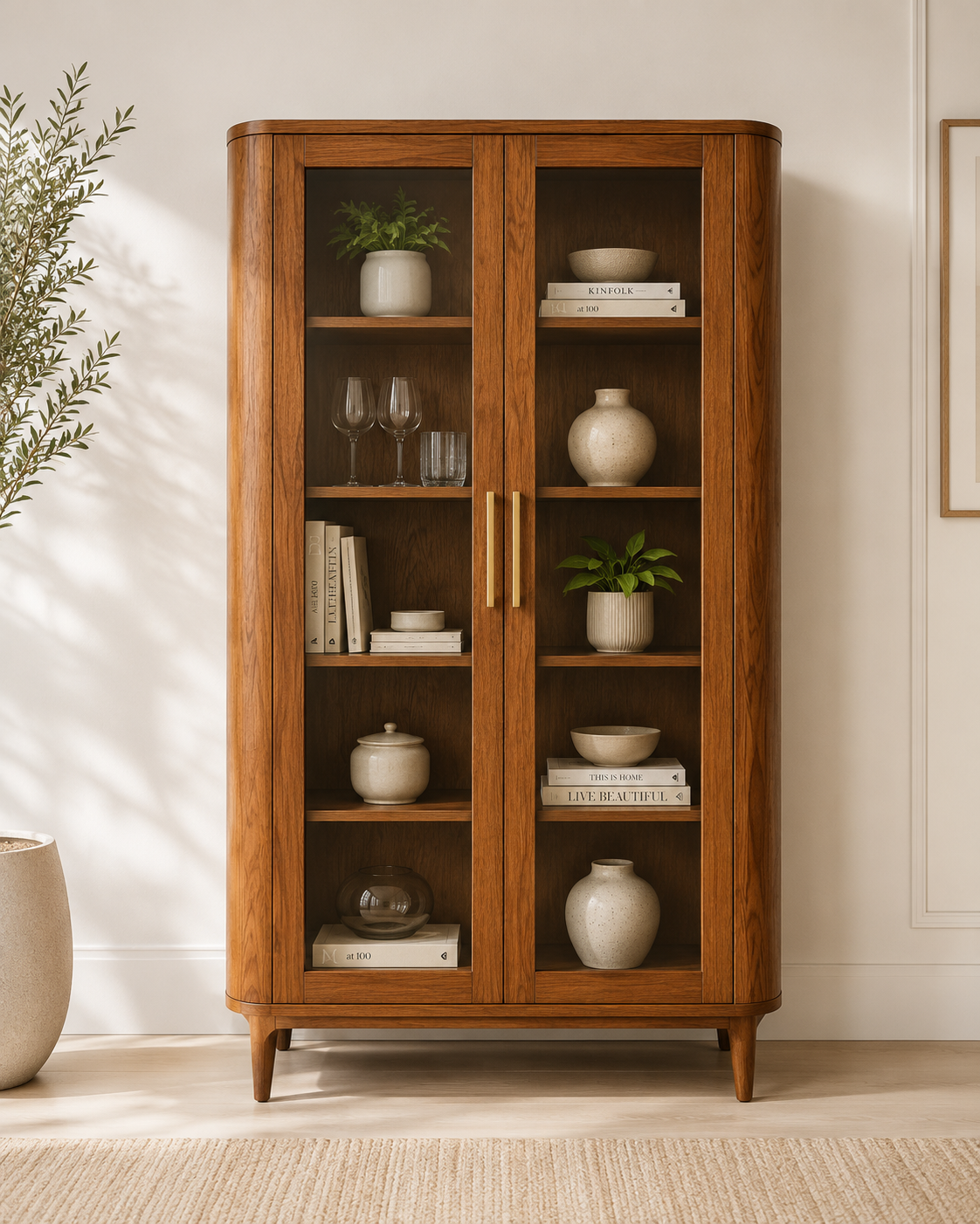 Aurelia Solid Wood Glass Display Crockery Cabinet