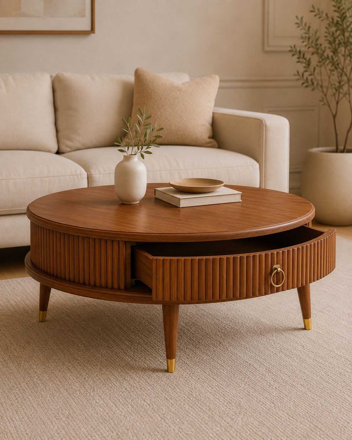 Aurora Fluted Solid Wood Coffee Table