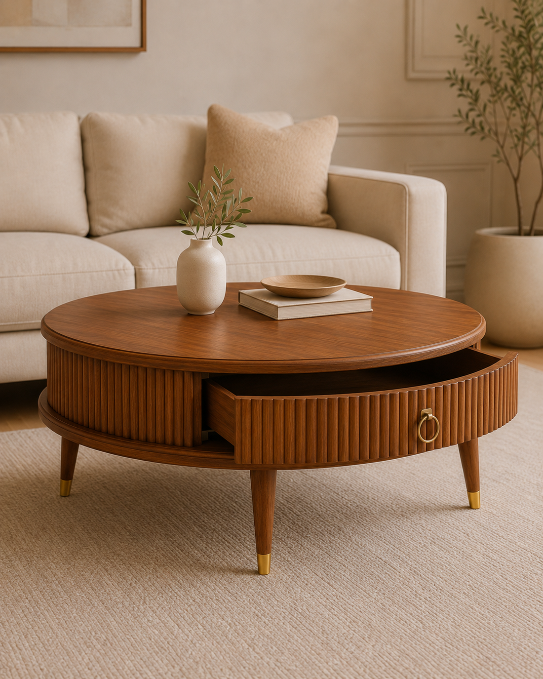 Aurora Fluted Solid Wood Coffee Table