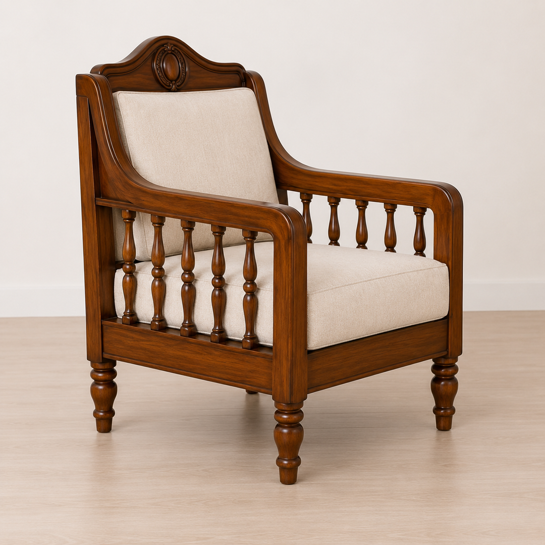 Classic Solid Wood Living Room Sofa Set (3+1+1)