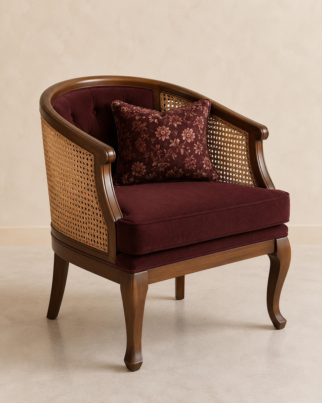 Classic Cane Back Lounge Accent Chair