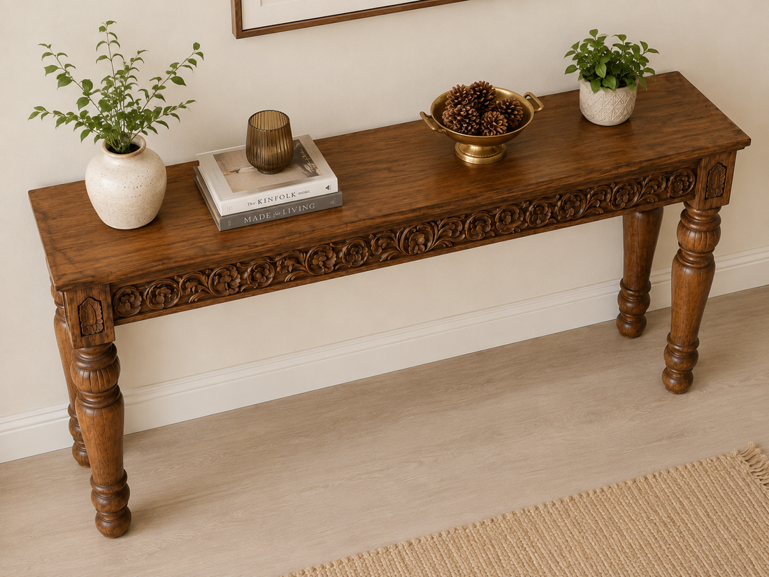Aarunya Hand-Carved Solid Wood Console Table