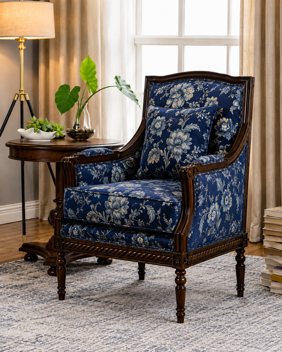 Heritage Floral Upholstered Lounge Chair