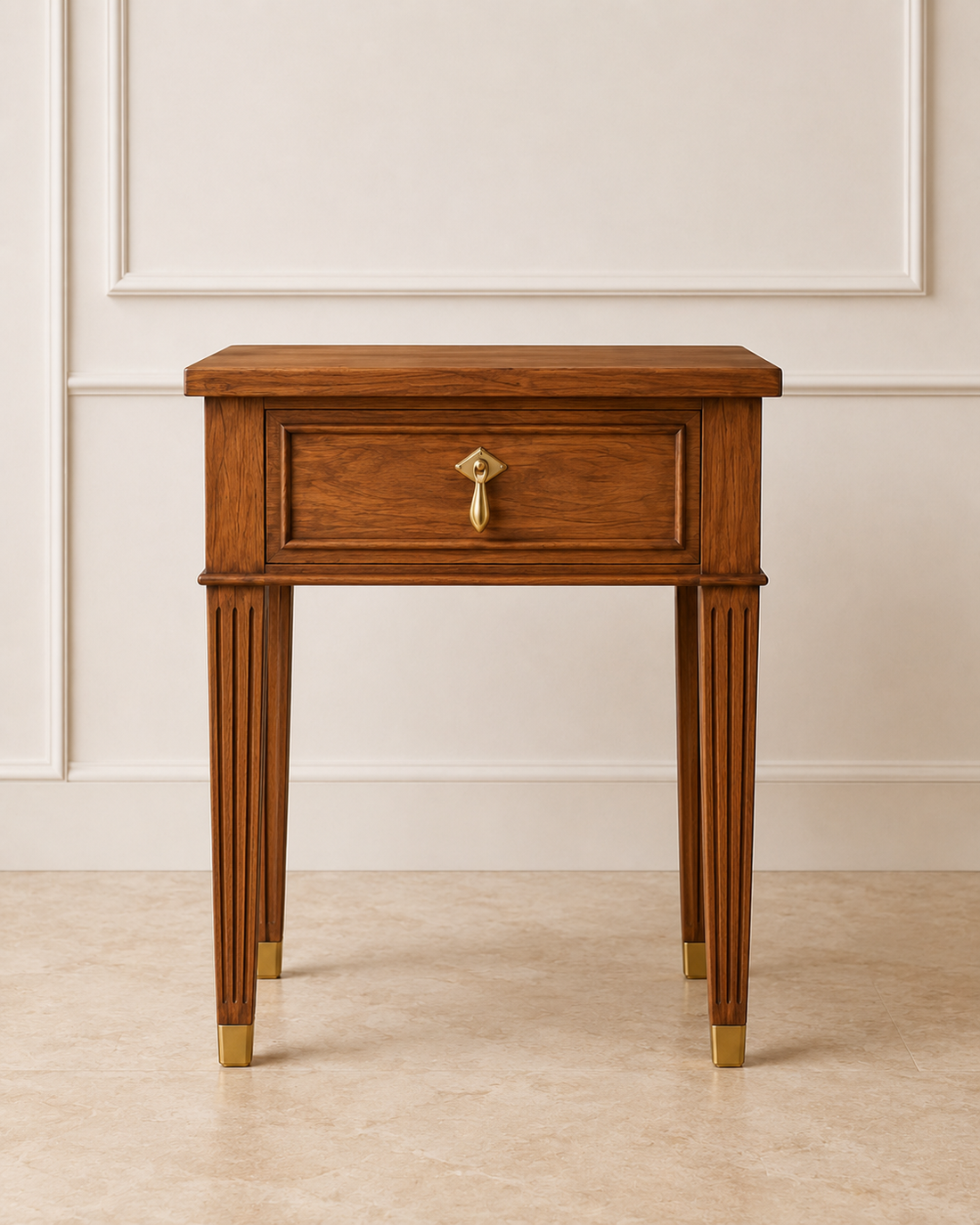 Solid Wood Classic Bedside Table with Drawer