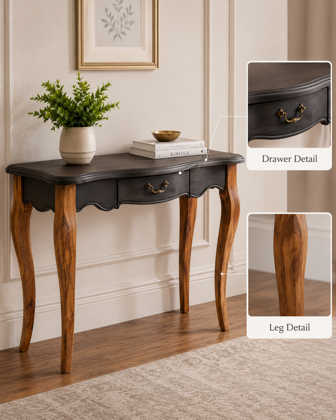 Élan Two-Tone Solid Wood Console Table