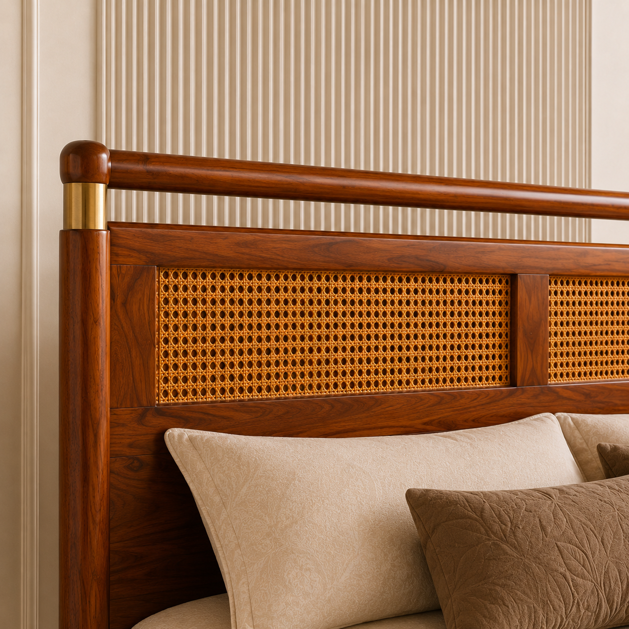 Walnut Cane Accent Bed