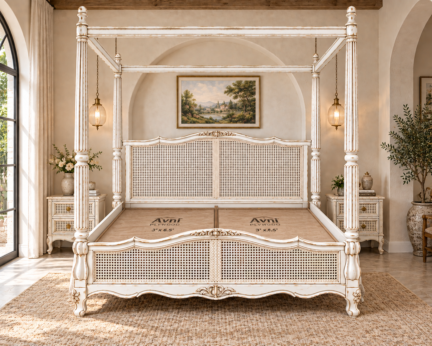 : Royal Haven Heritage Four Poster Cane Bed