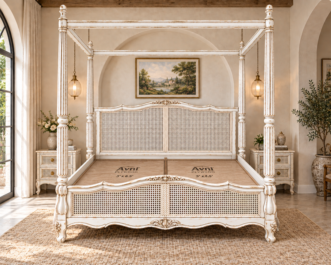: Royal Haven Heritage Four Poster Cane Bed