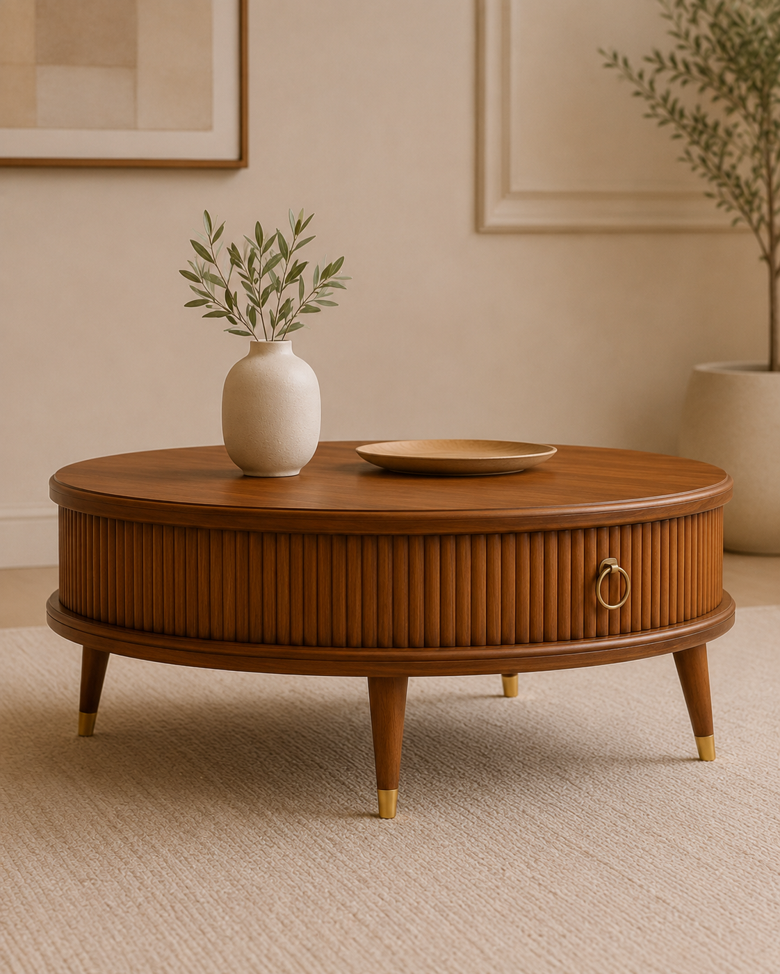Aurora Fluted Solid Wood Coffee Table