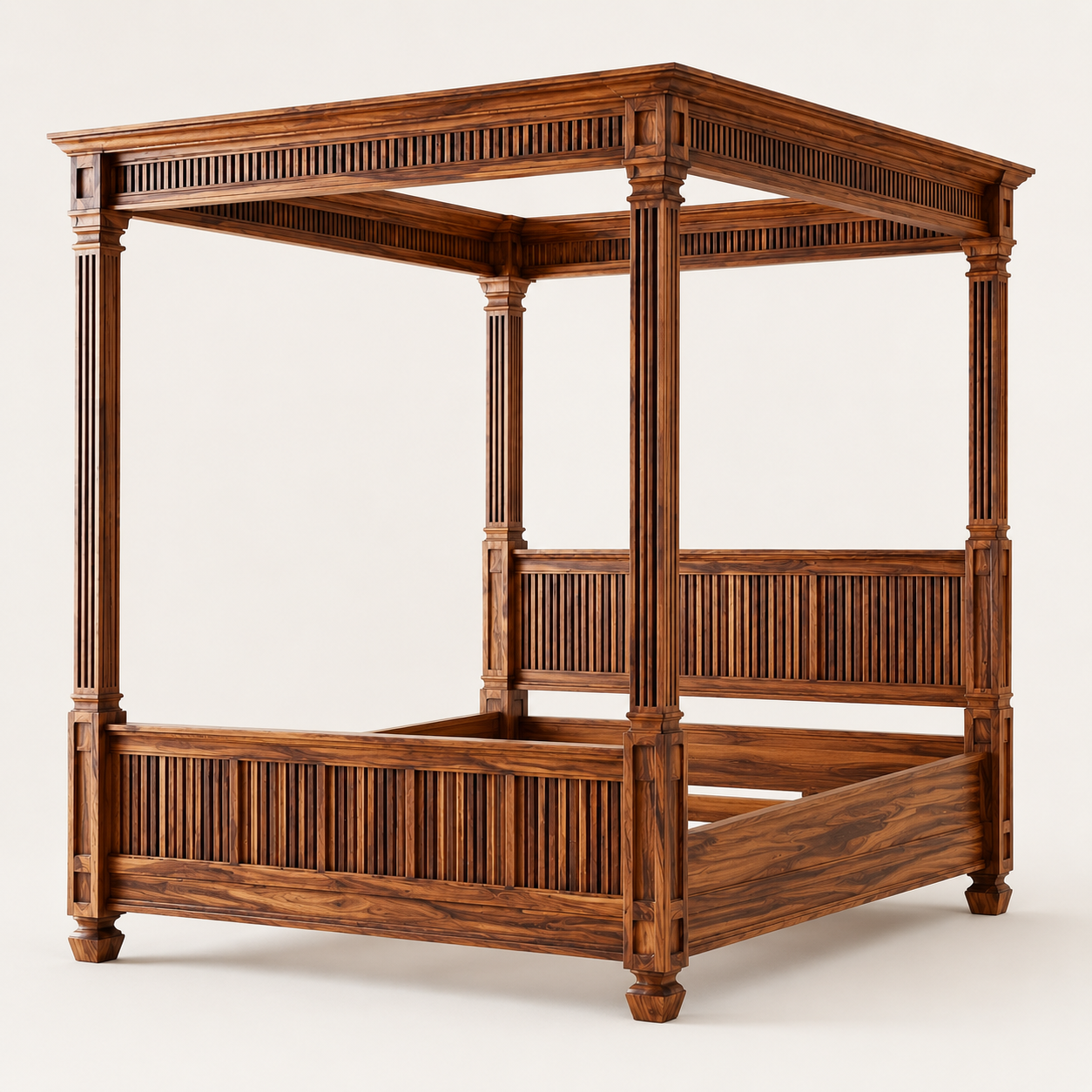 Modern Slatted Canopy Bed