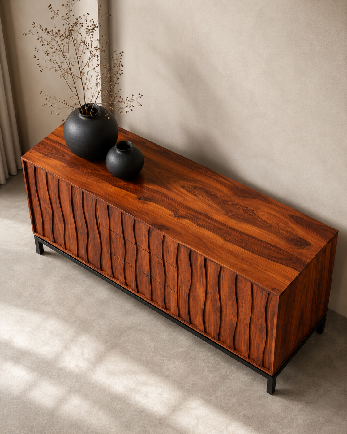 Verona Fluted Solid Wood Sideboard